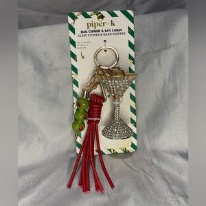 Piper K Silver and Red Martini Bag Charm
